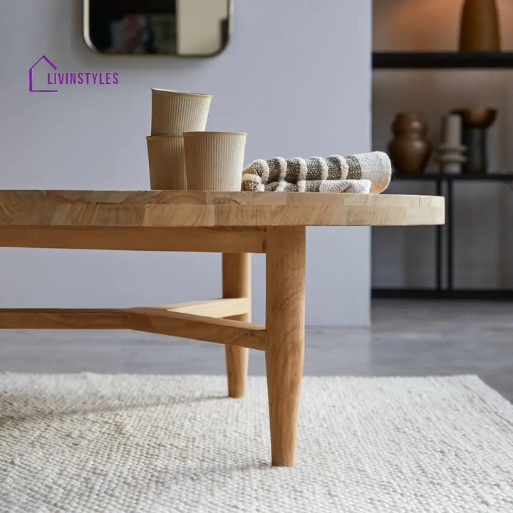 Aarav Round Coffee Table – Mango Wood (Mango Wood Round W90 D90 H35 cm) Coffee Table