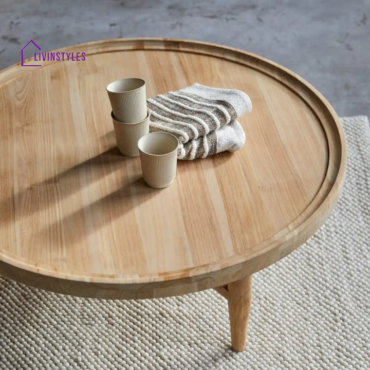 Aarav Round Coffee Table – Mango Wood (Mango Wood Round W90 D90 H35 cm) Coffee Table