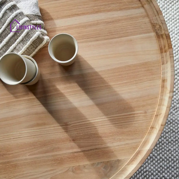 Aarav Round Coffee Table – Mango Wood (Mango Wood Round W90 D90 H35 cm) Coffee Table