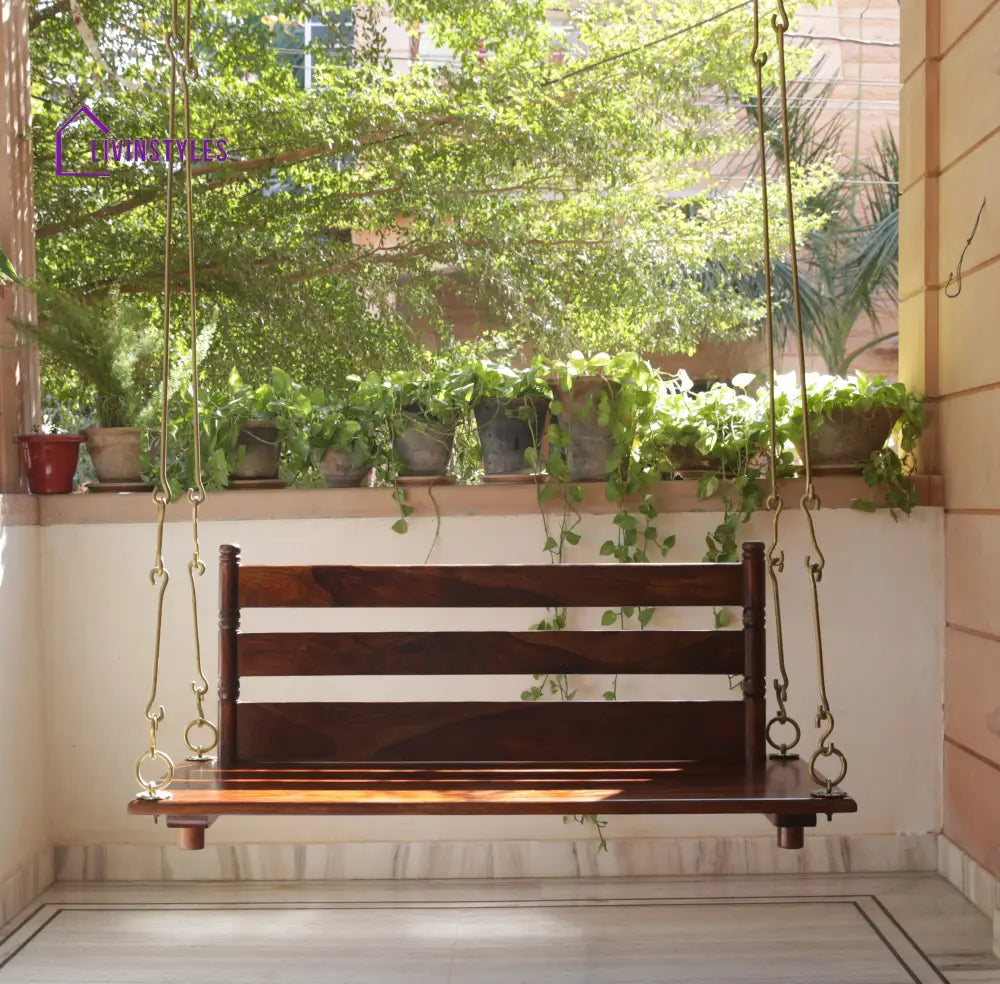 Aarav Solid Sheesham Wood Swing/Jhula for Living Room | Balcony | Lounge Area