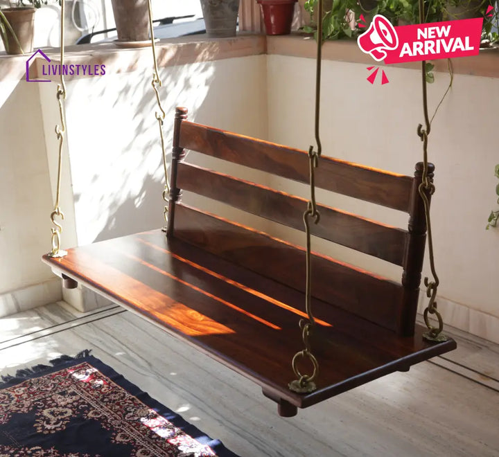 Aarav Solid Sheesham Wood Swing/Jhula for Living Room | Balcony | Lounge Area