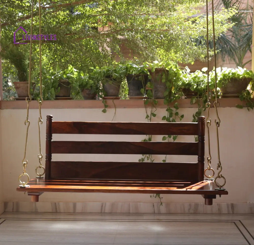 Aarav Solid Sheesham Wood Swing/Jhula for Living Room | Balcony | Lounge Area