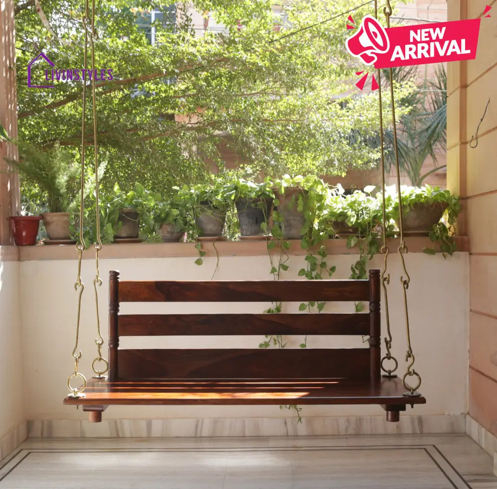 Aarav Solid Sheesham Wood Swing/Jhula for Living Room | Balcony | Lounge Area