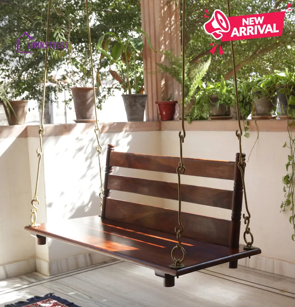 Aarav Solid Sheesham Wood Swing/Jhula for Living Room | Balcony | Lounge Area