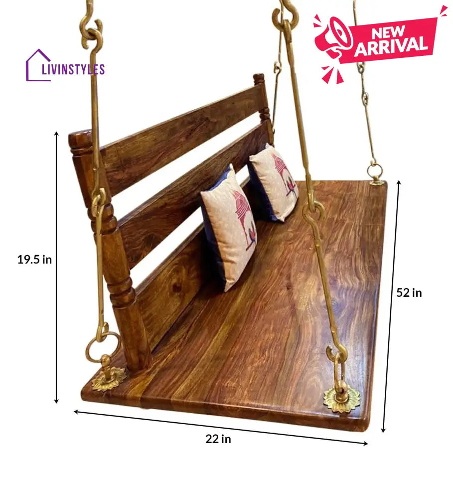 Aarav Solid Sheesham Wood Swing/Jhula for Living Room | Balcony | Lounge Area