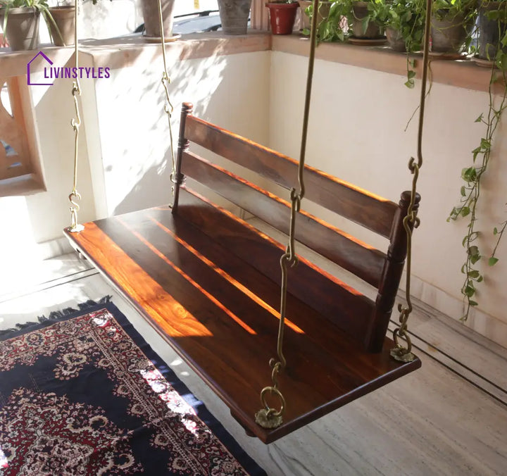 Aarav Solid Sheesham Wood Swing/Jhula for Living Room | Balcony | Lounge Area