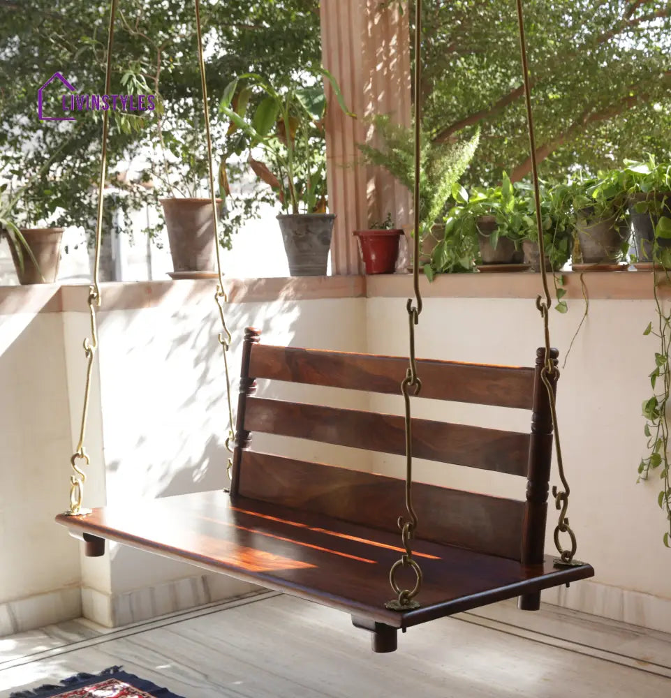 Aarav Solid Sheesham Wood Swing/Jhula for Living Room | Balcony | Lounge Area