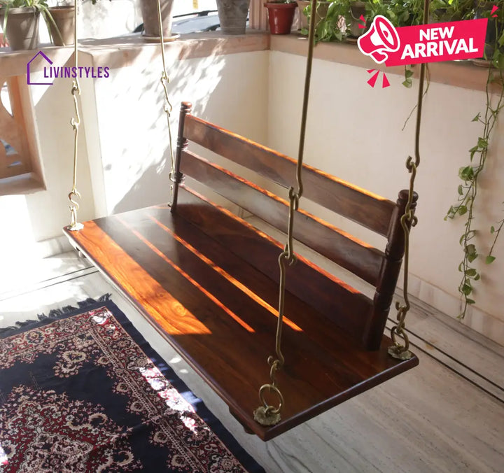 Aarav Solid Sheesham Wood Swing/Jhula for Living Room | Balcony | Lounge Area