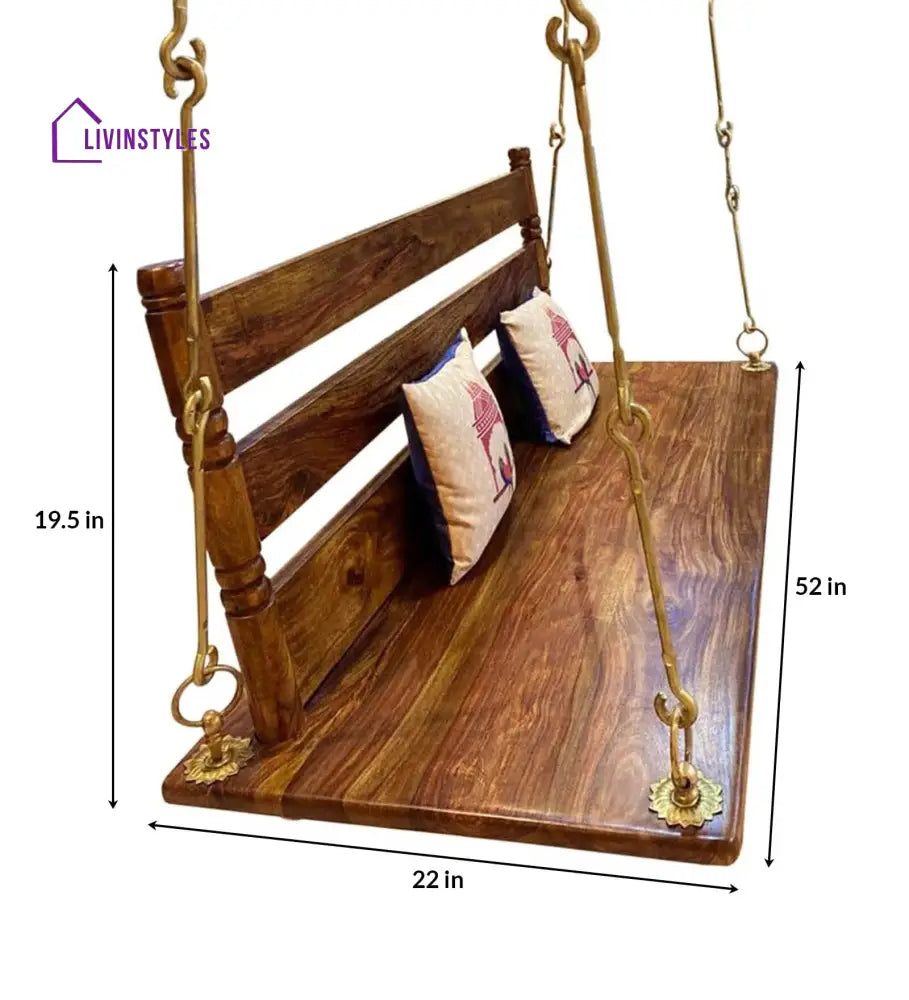 Aarav Solid Sheesham Wood Swing/Jhula for Living Room | Balcony | Lounge Area