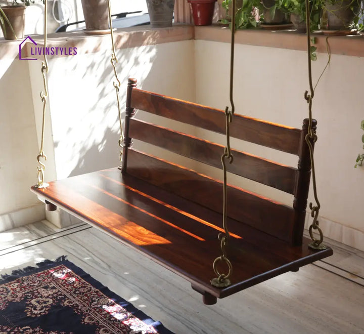 Aarav Solid Sheesham Wood Swing/Jhula for Living Room | Balcony | Lounge Area