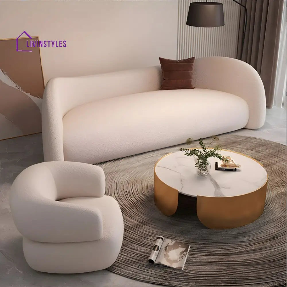 Aarav Stainless Steel Coffee Table for Living Room | Round Shaped