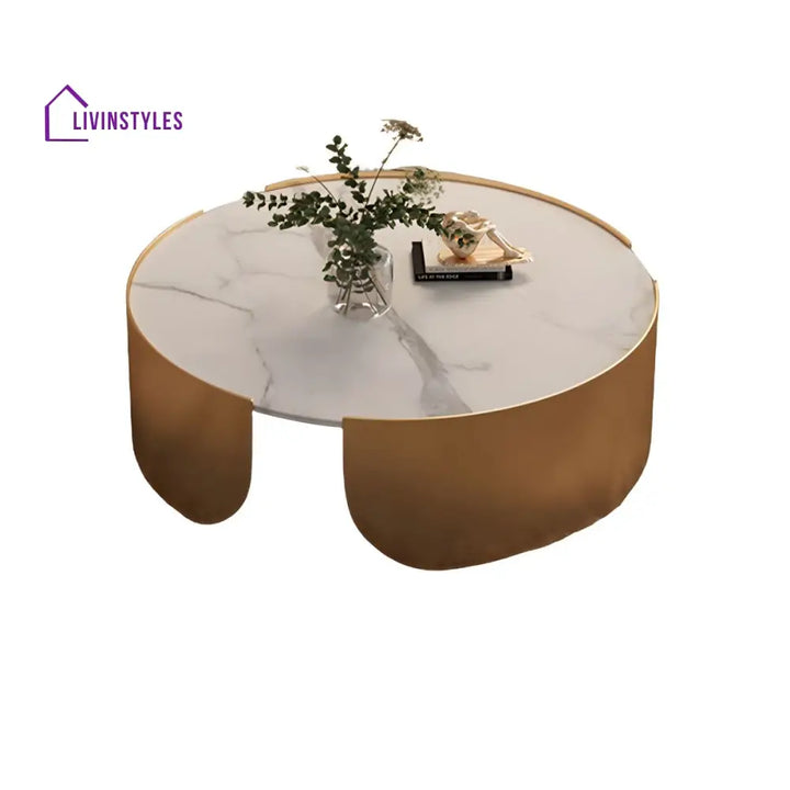 Aarav Stainless Steel Coffee Table for Living Room | Round Shaped