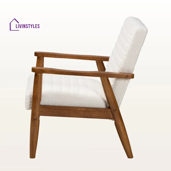 Aaravi Solid Wood and Fabric Arm Chair | Living Room Chair | Lounge Chair