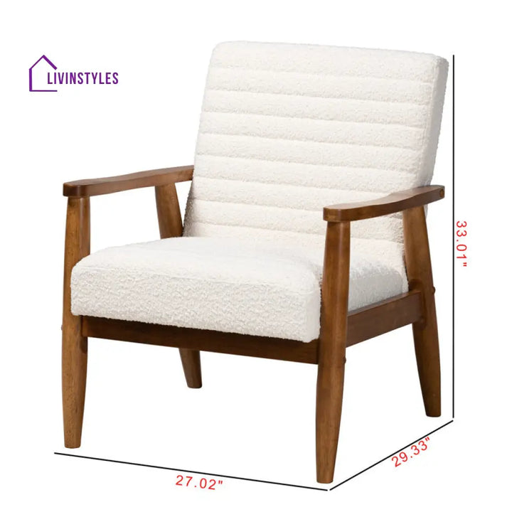 Aaravi Solid Wood and Fabric Arm Chair | Living Room Chair | Lounge Chair