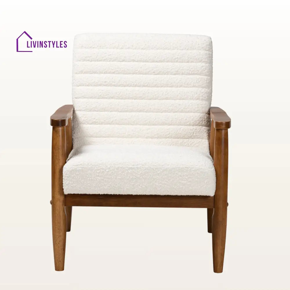 Aaravi Solid Wood and Fabric Arm Chair | Living Room Chair | Lounge Chair