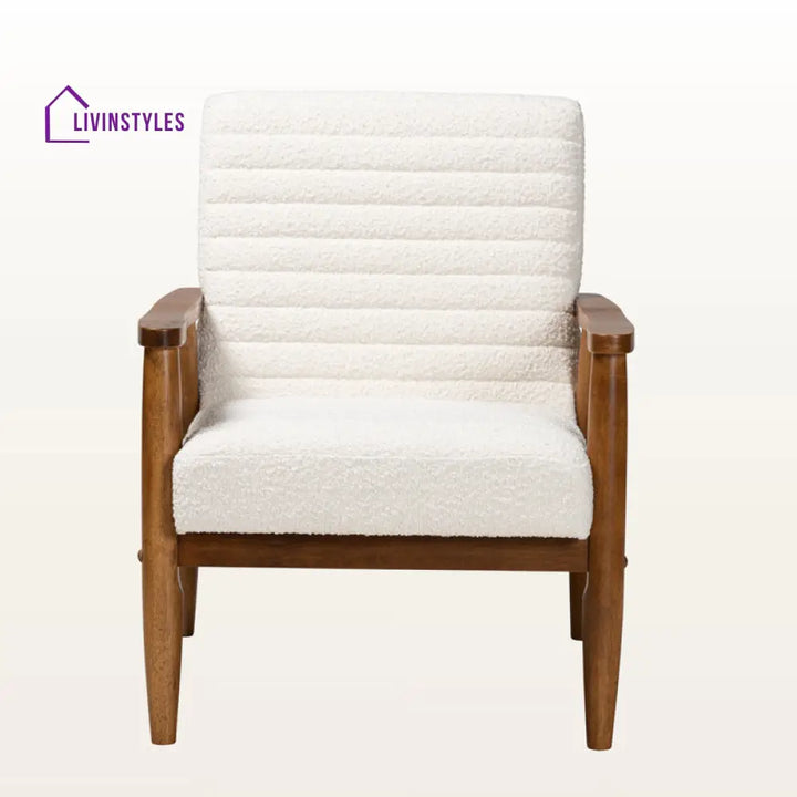 Aaravi Solid Wood and Fabric Arm Chair | Living Room Chair | Lounge Chair