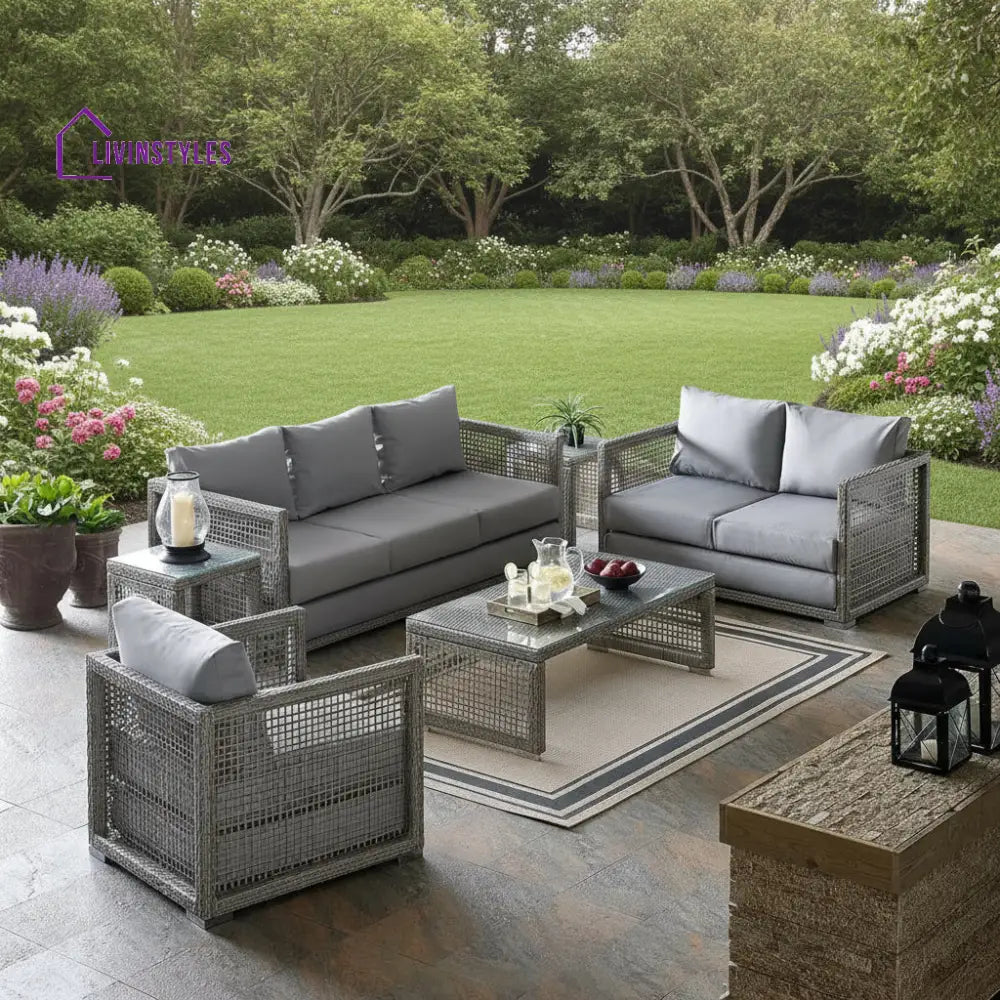 Aarini Outdoor Wicker Woven 6 Pieces Sectional Patio Furniture Set - Sofa Set