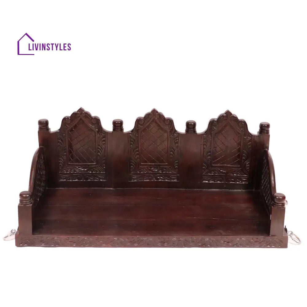 Aarna Carved folk design 2 Seater wooden swing Swing