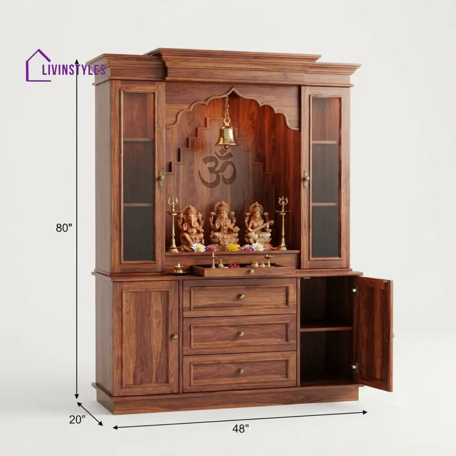 Aarohi Premium Solid Wood Home Temple | Pooja Mandir for Home