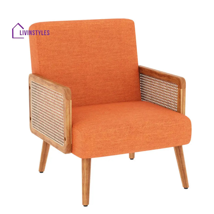 Aarohi Solid Wood and Fabric Arm Chair | Living Room Chair | Lounge Chair