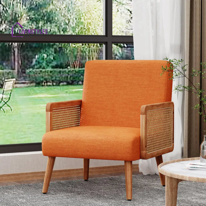 Aarohi Solid Wood and Fabric Arm Chair | Living Room Chair | Lounge Chair