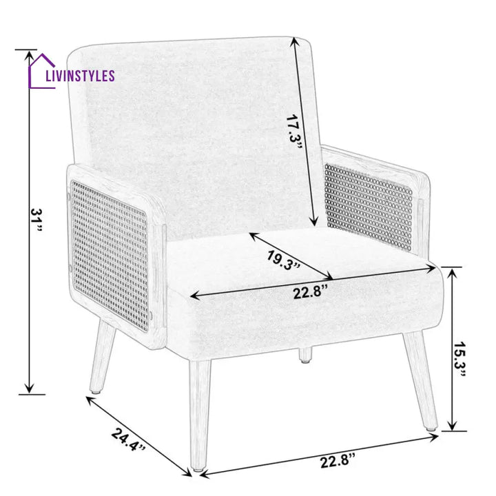 Aarohi Solid Wood and Fabric Arm Chair | Living Room Chair | Lounge Chair