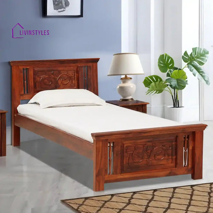 Devanti Traditional Solid Wood Single Beds Honey Bedroom Furniture Sets