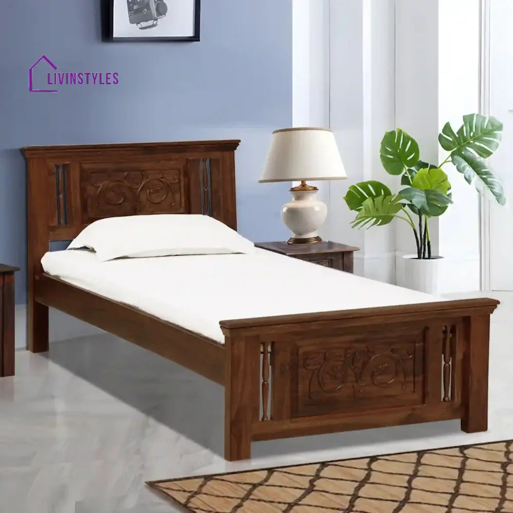 Devanti Traditional Solid Wood Single Beds Teak Bedroom Furniture Sets