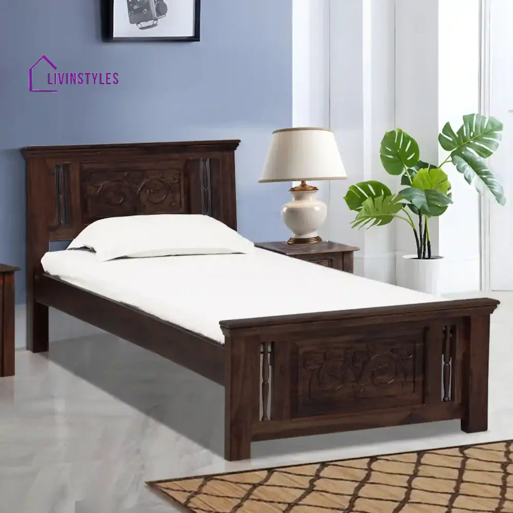 Devanti Traditional Solid Wood Single Beds Walnut Bedroom Furniture Sets