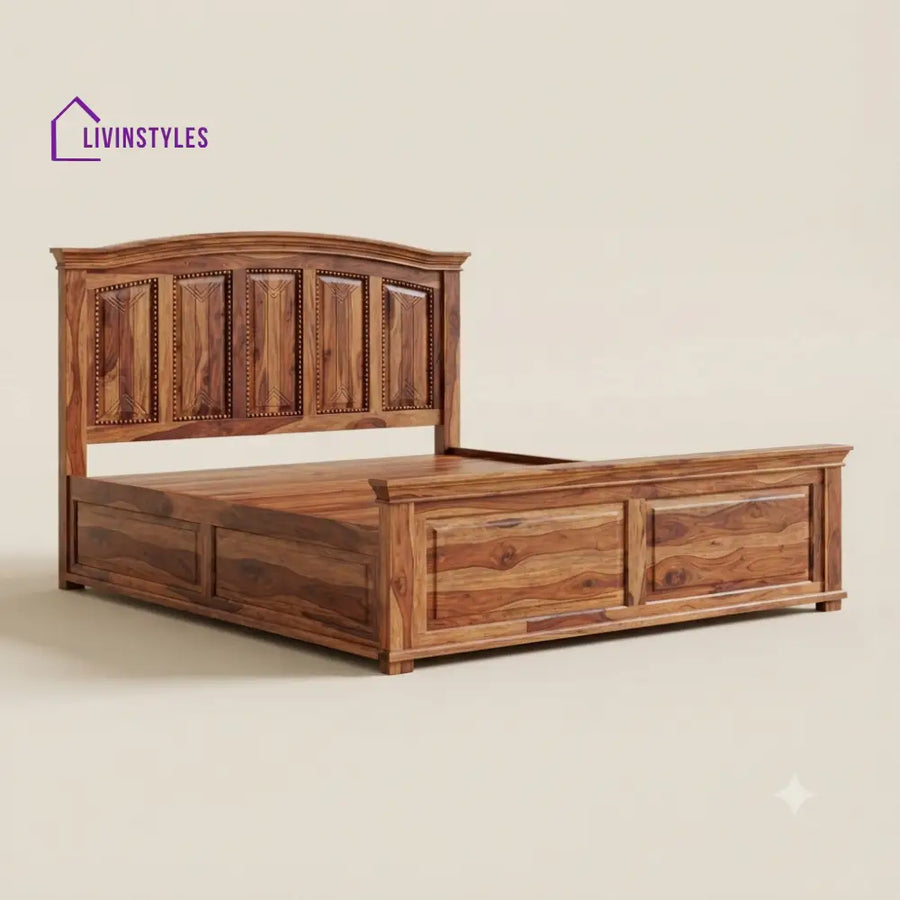 Aarthi Sheesham Wood Bed With Box Storage | Wooden Bed