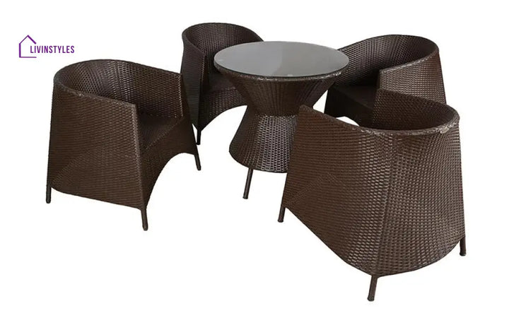 Aaru Outdoor Patio Seating Set 4 Chairs and 1 Table Set (Dark Brown) - Coffee Table Sets