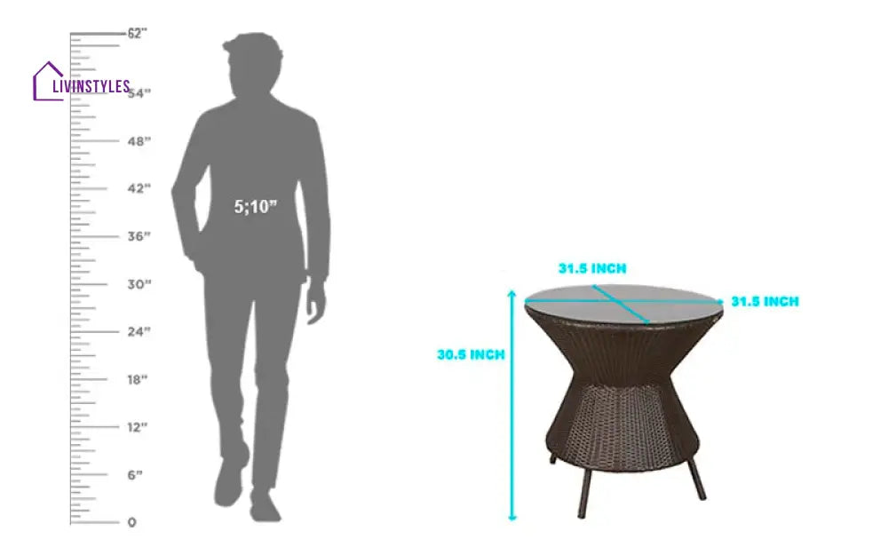 Aaru Outdoor Patio Seating Set 4 Chairs and 1 Table Set (Dark Brown) - Coffee Table Sets