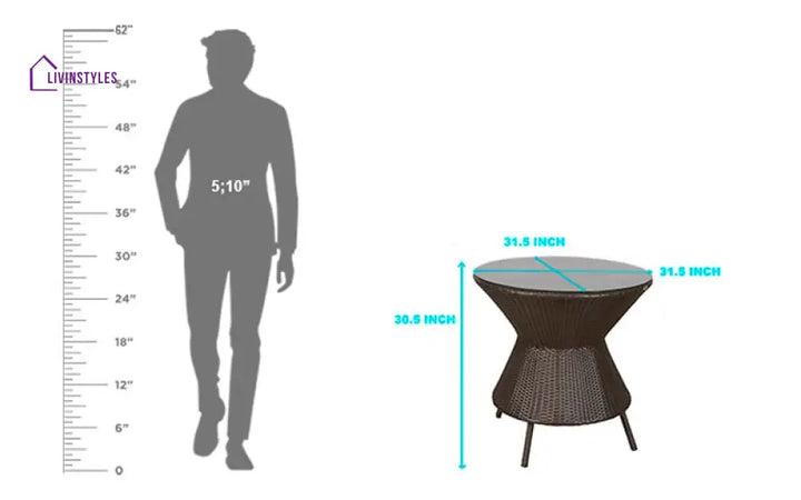 Aaru Outdoor Patio Seating Set 4 Chairs and 1 Table Set (Dark Brown) - Coffee Table Sets