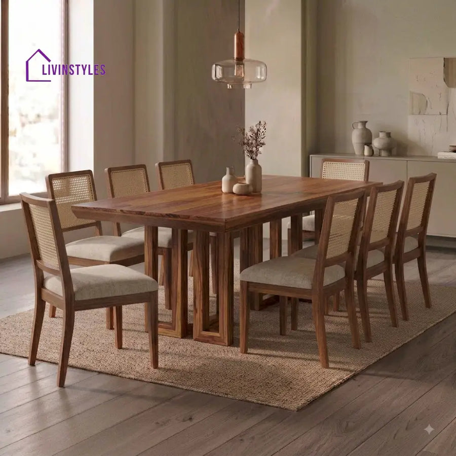 Aarya Premium Solid Wood 8 Seater Dining Table Set