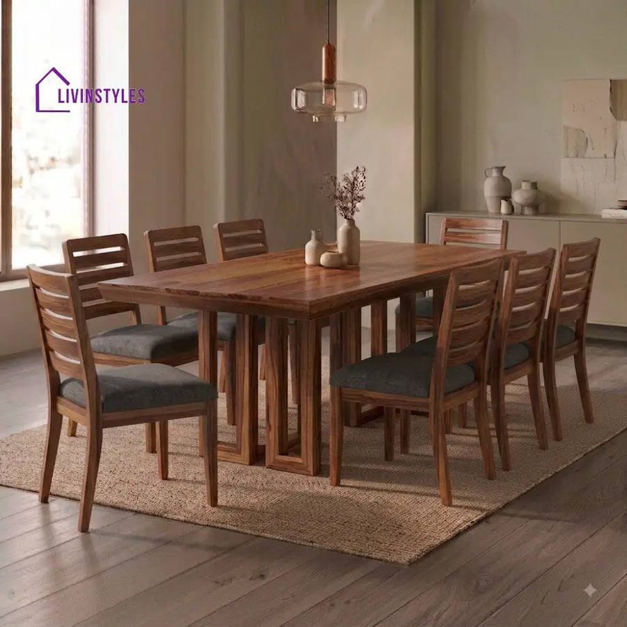 Aaryan Premium Solid Wood 8 Seater Dining Table Set