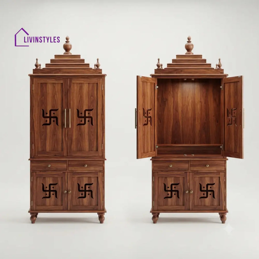 Aashi Premium Solid Wood Home Temple | Pooja Mandir for Home