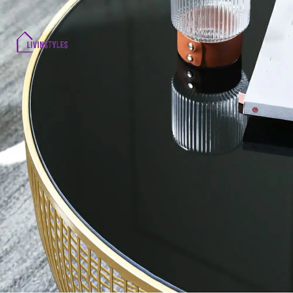 Aashita Stainless Steel Frame Coffee Table for Living Room with Glass Top