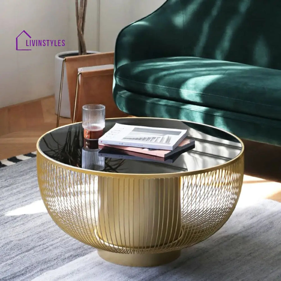 Aashita Stainless Steel Frame Coffee Table for Living Room with Glass Top