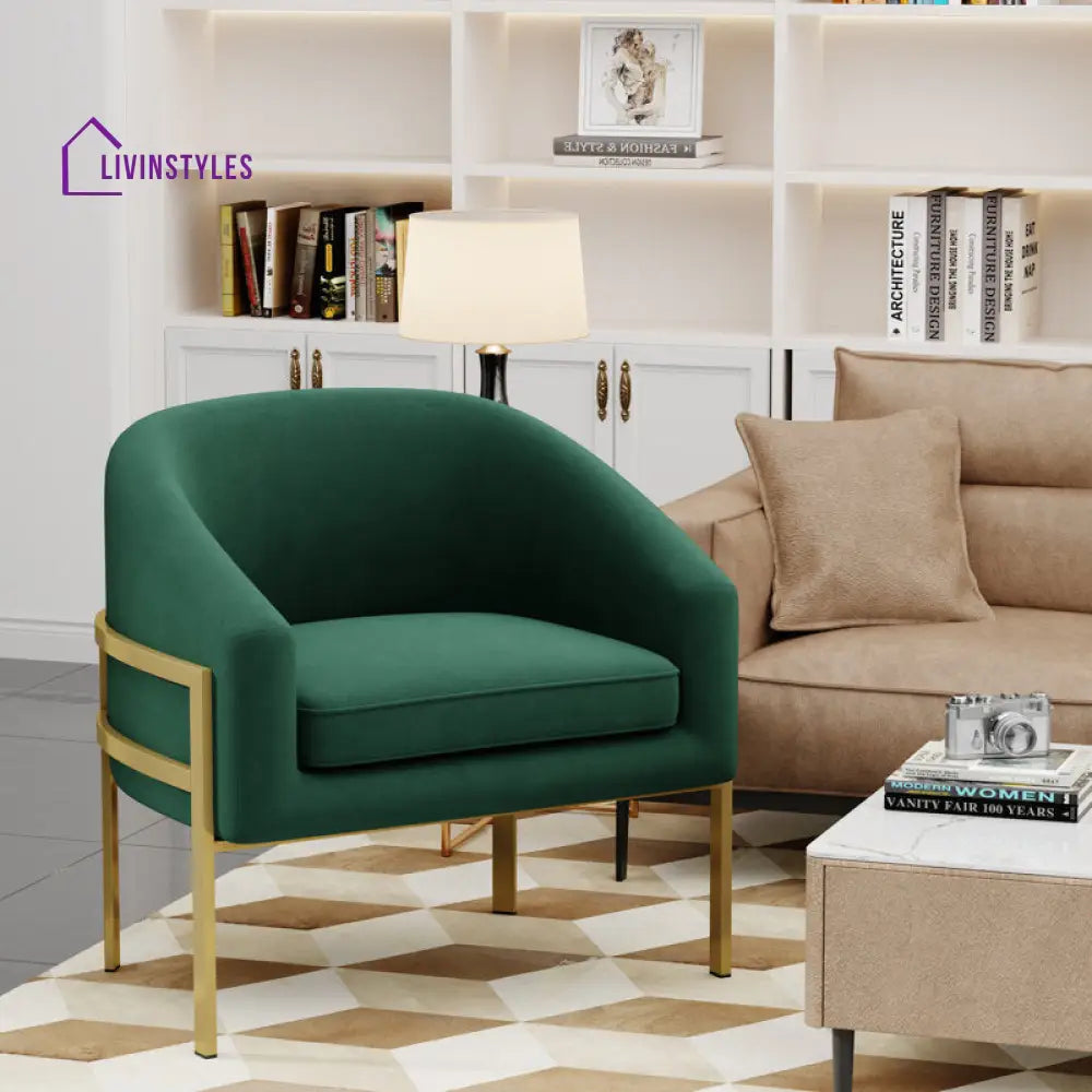 Aashna Metal and Fabric Arm Chair | Living Room Chair | Lounge Chair
