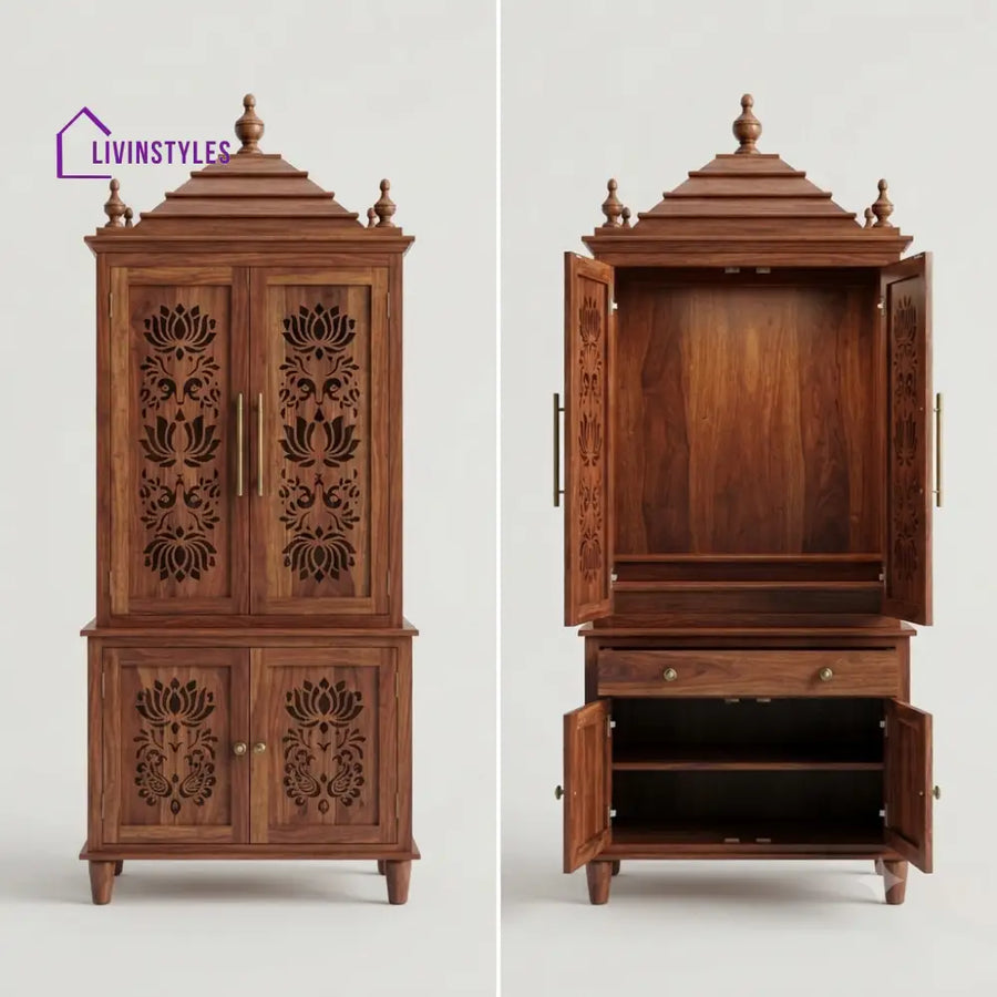 Aashna Premium Solid Wood Home Temple | Pooja Mandir for Home