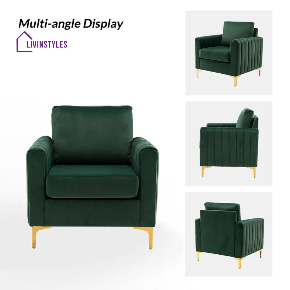 Aavika Solid Wood and Fabric Arm Chair | Living Room Chair | Lounge Chair