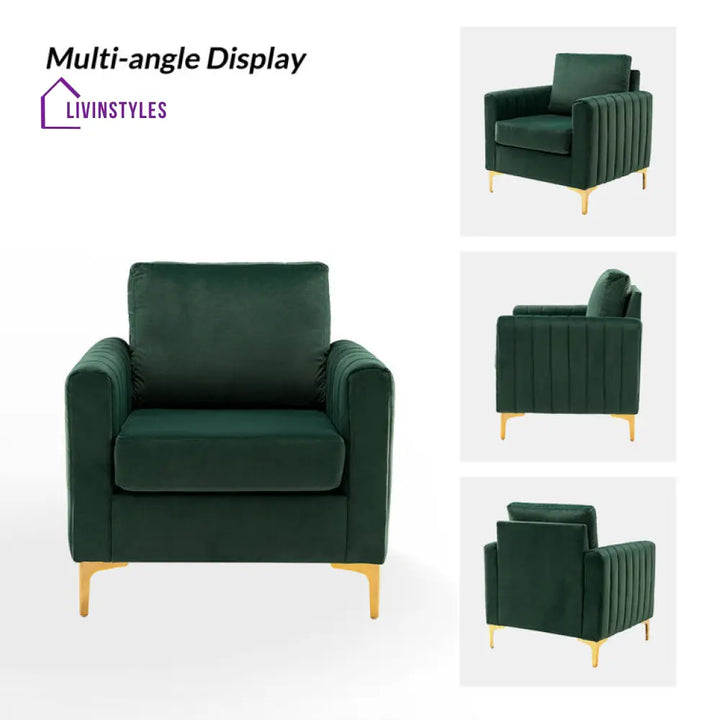 Aavika Solid Wood and Fabric Arm Chair | Living Room Chair | Lounge Chair