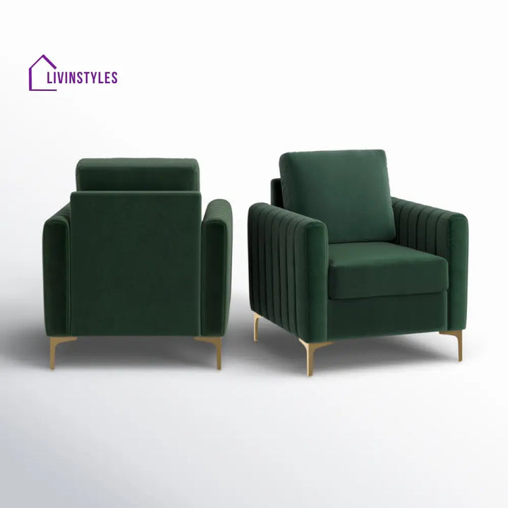 Aavika Solid Wood and Fabric Arm Chair | Living Room Chair | Lounge Chair