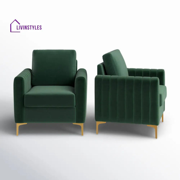 Aavika Solid Wood and Fabric Arm Chair | Living Room Chair | Lounge Chair