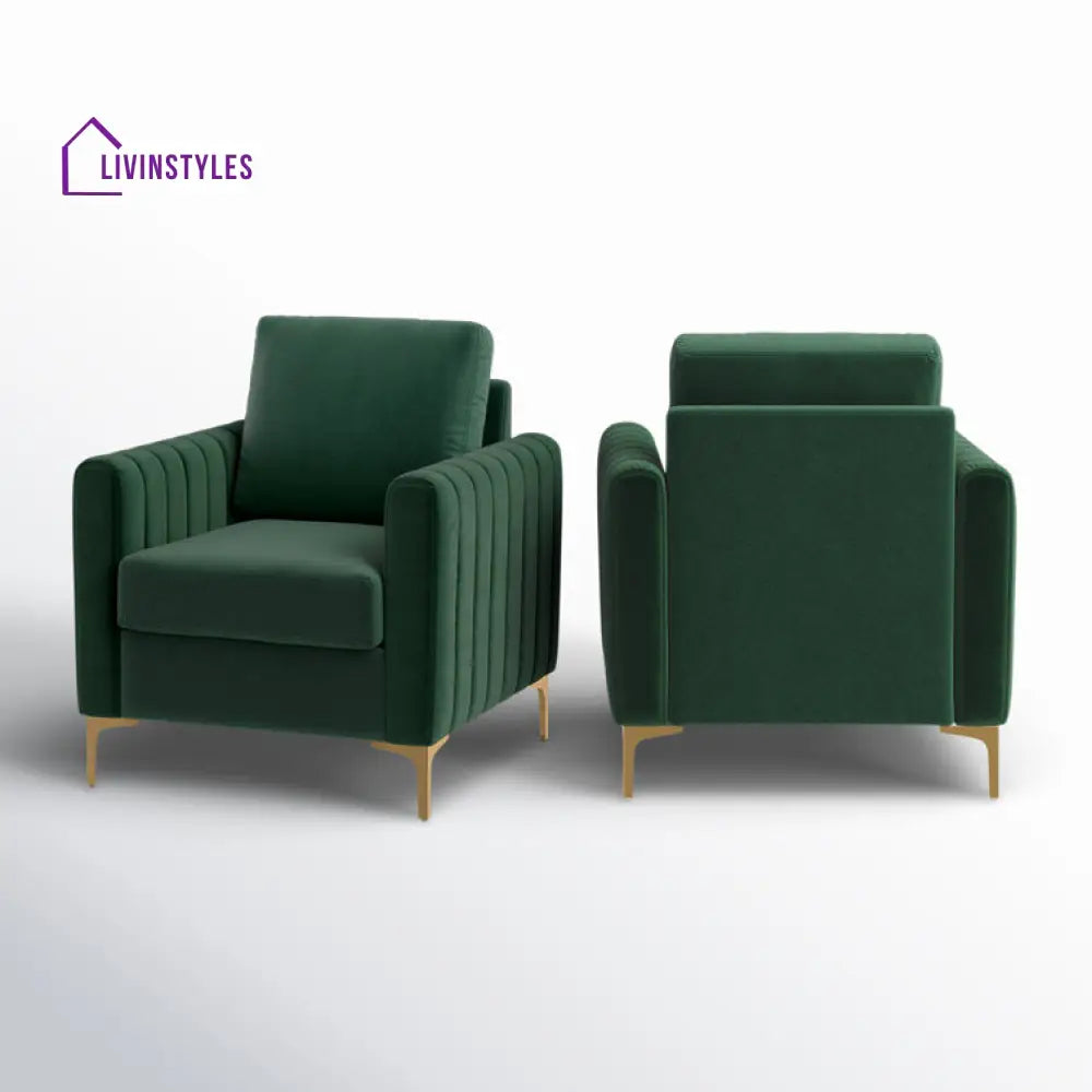 Aavika Solid Wood and Fabric Arm Chair | Living Room Chair | Lounge Chair