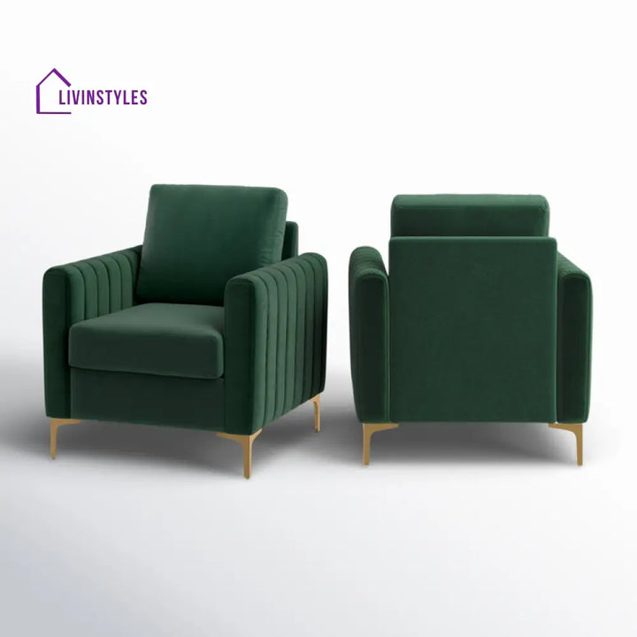 Aavika Solid Wood and Fabric Arm Chair | Living Room Chair | Lounge Chair