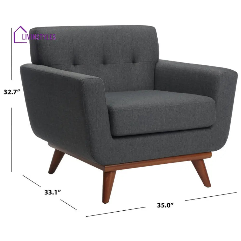 Aavya Solid Wood Frame and Fabric Arm Chair | Living Room Chair | Lounge Chair