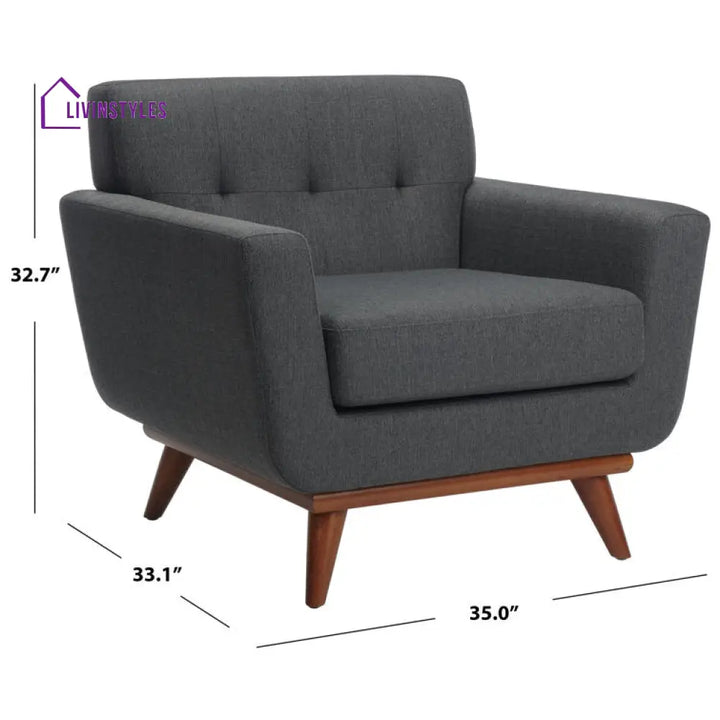 Aavya Solid Wood Frame and Fabric Arm Chair | Living Room Chair | Lounge Chair
