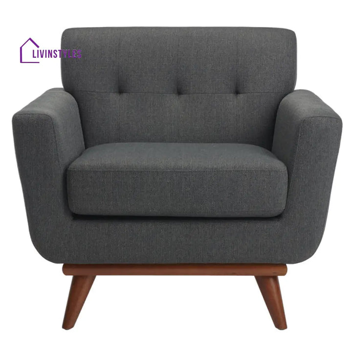 Aavya Solid Wood Frame and Fabric Arm Chair | Living Room Chair | Lounge Chair