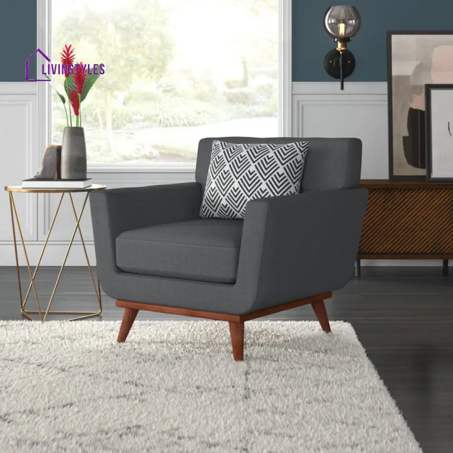 Aavya Solid Wood Frame and Fabric Arm Chair | Living Room Chair | Lounge Chair